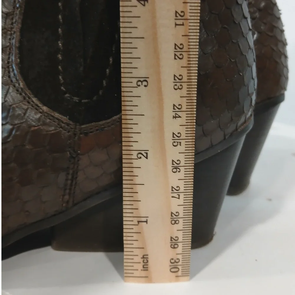 Sesto‎ Meucci Womens Sz 6M Brown Snakeskin Embossed Genuine Leather Ankle Boots